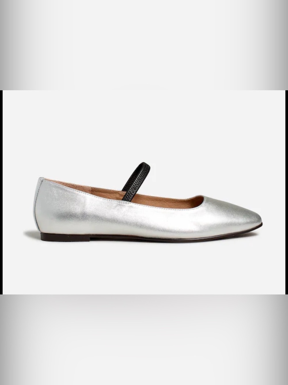 MADEWELL Greta Ballet Flat Silver Leather Upper  New Worn Inside Size 9.5